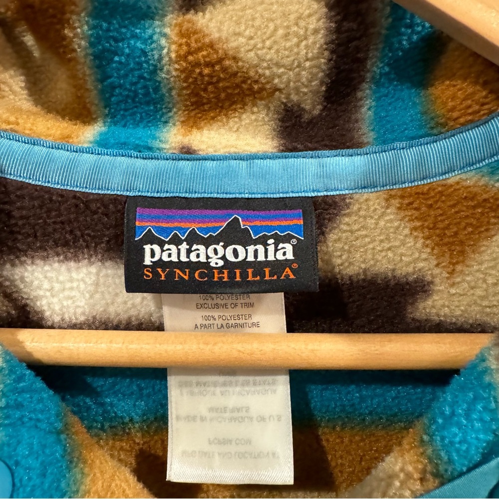 NWOT PATAGONIA Synchilla Aztec Print Pullover Fleece Jacket Snap T Size Medium - Picture 5 of 9